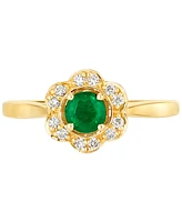 Le Vian Costa Smeralda Emeralds (1/4 ct. t.w.) & Nude Diamond (1/8 ct. t.w.) Flower Halo Ring in 14k Gold