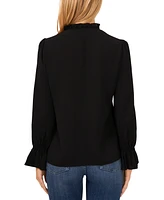 CeCe Women's V-Neck Long Sleeve Ruffle Trim Blouse
