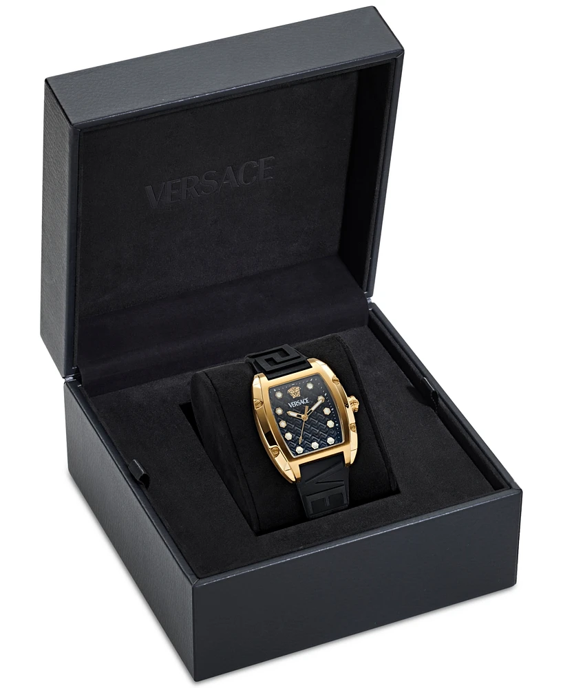 Versace Women's Swiss Black Silicone Strap Watch 45x36mm