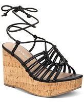 Sun + Stone Women's Tillyy Strappy Lace Up Wedge Sandals