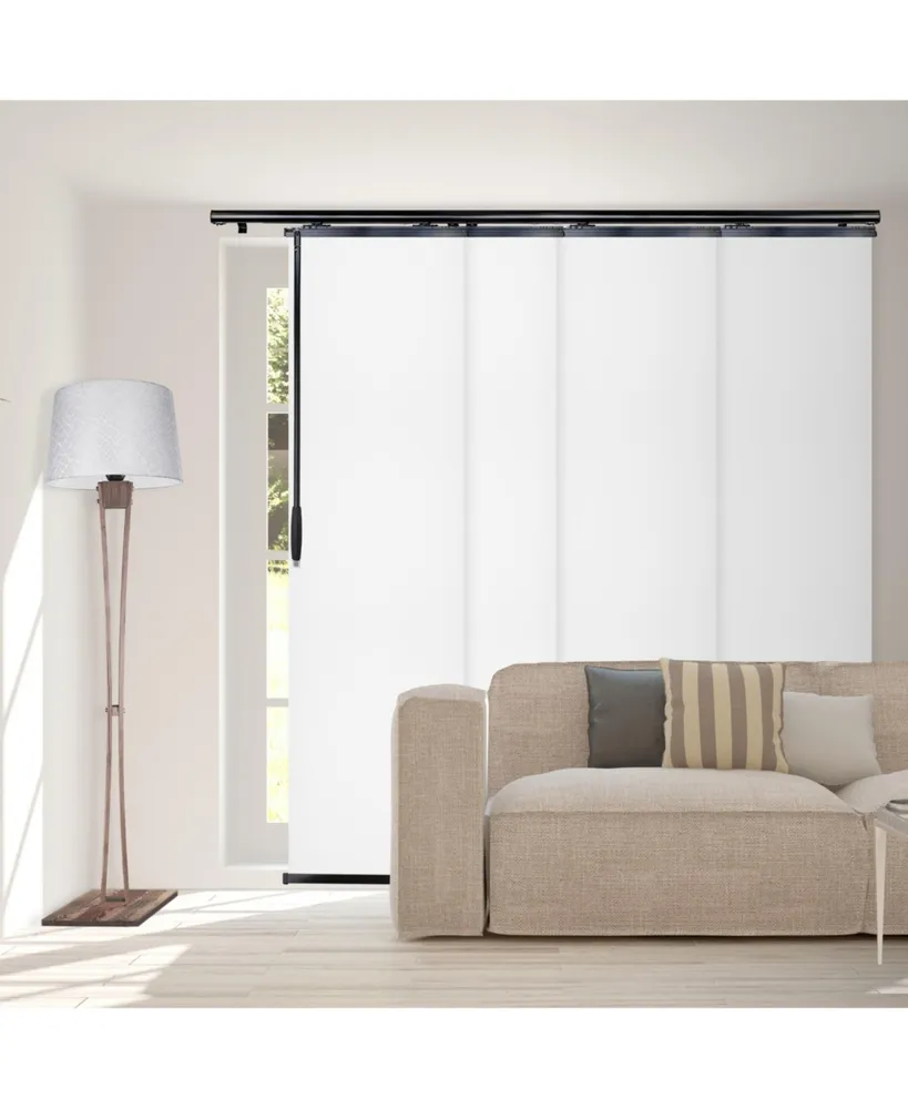 Laci White Blind 4-Panel Single Rail Panel Track Extendable 48"-88"W x 94"H, width 23.5"