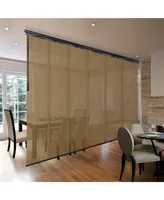 Dappled Gold Blind 6-Panel Single Rail Panel Track Extendable 70"-130"W x 94"H, width 23.5"