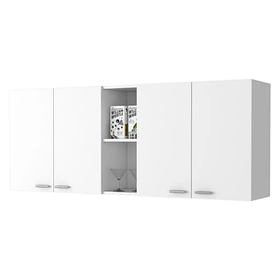Simplie Fun Menlo 59-Inch Four Swing Doors Wall Cabinet White