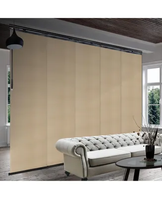 Rod Desyne Dunmore Cream Blind 5-Panel Single Rail Panel Track Extendable 58"-110"W x 94"H, width 23.5"