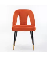 Simplie Fun Contemporary Velvet Dining Chairs, Orange, Set of 2