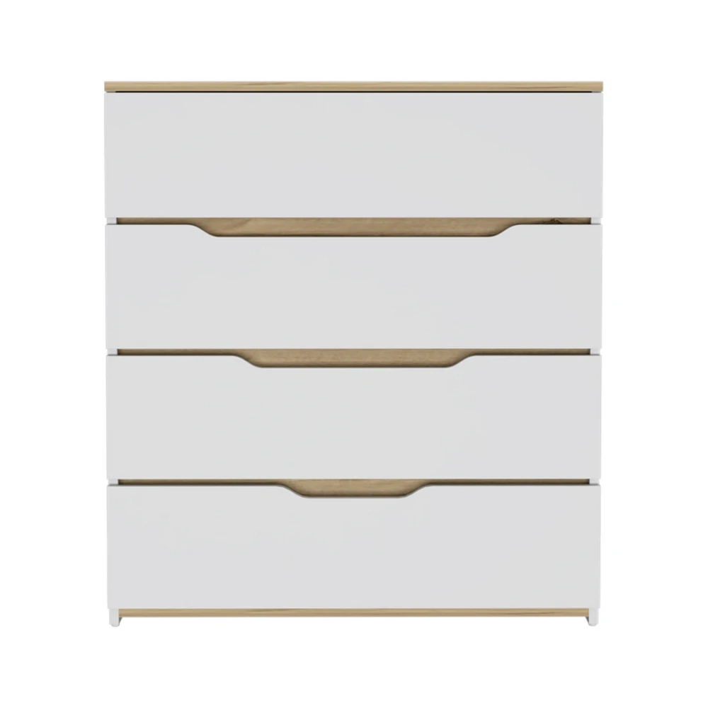 Simplie Fun Lynbrook 4-Drawer Dresser White And Light Oak