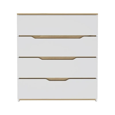 Simplie Fun Lynbrook 4-Drawer Dresser White And Light Oak