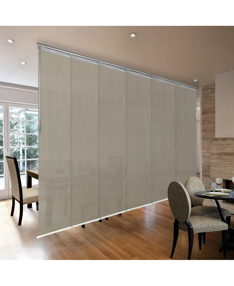 Slate Mesh Blind 6-Panel Single Rail Panel Track Extendable 70"-130"W x 94"H, width 23.5"