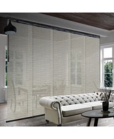 Pewter Filigree Blind 5-Panel Single Rail Panel Track Extendable 58"-110"W x 94"H, width 23.5"