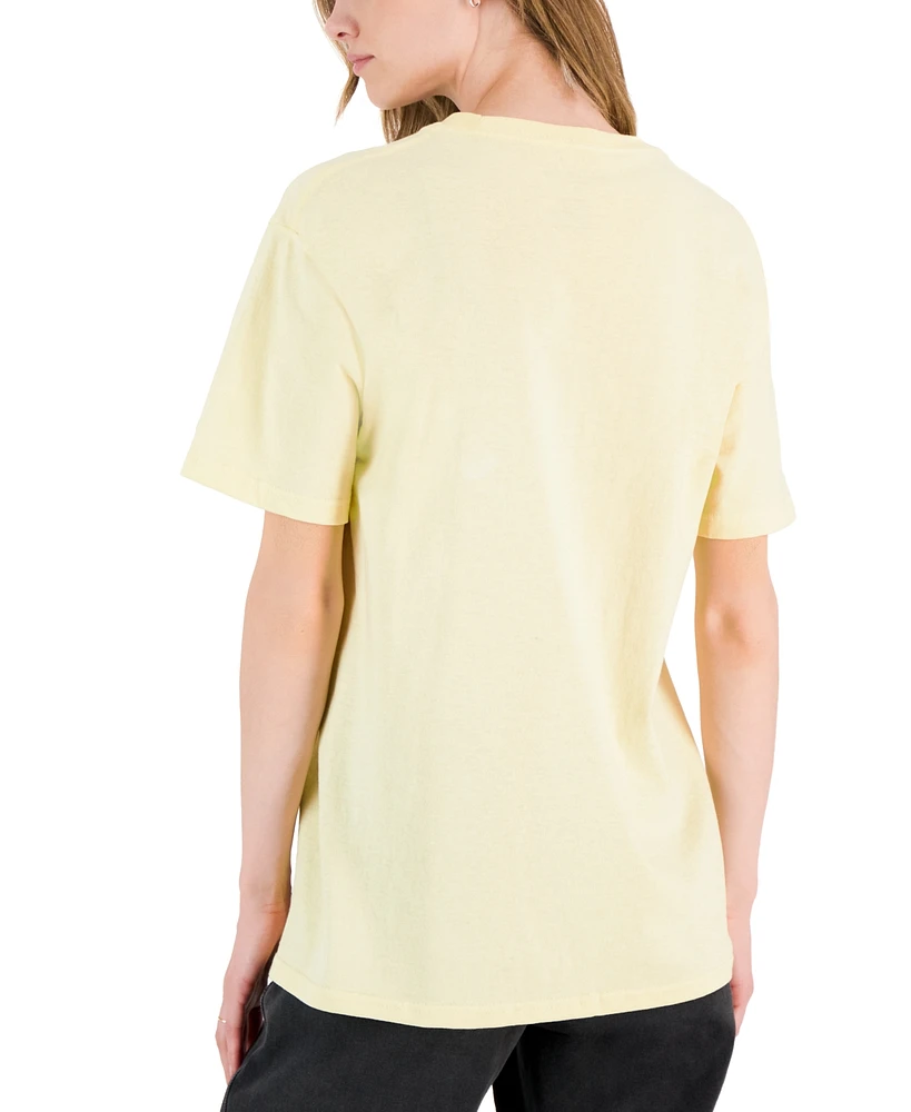 Rebellious One Juniors' Sunshine Cotton Floral Graphic T-Shirt