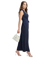 Dkny Women's Surplice-Neck Sleeveless Tie-Waist Jumpsuit