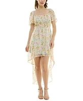 As U Wish Juniors' Smocked High-Low Chiffon Dress