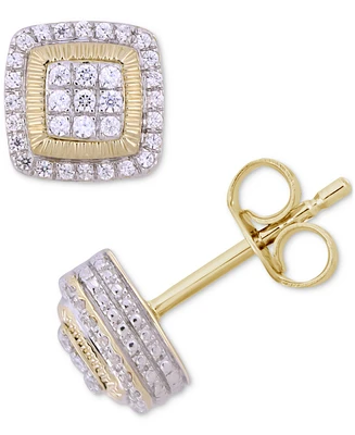 Men's Diamond Square Cluster Stud Earrings (1/4 ct. t.w.) in 10k Gold