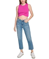 Calvin Klein Jeans Women's Angled-Hem Cropped Crewneck Tank Top