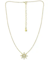 Giani Bernini Cubic Zirconia Starburst Pendant Necklace, 16" + 2" extender, Created for Macy's