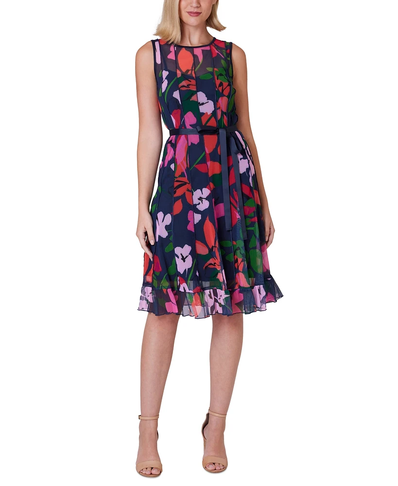 Jessica Howard Women's Printed Ruffle-Hem Dress