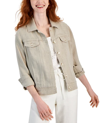 Charter Club Plus 100% Linen Jacket, Created for Macy's