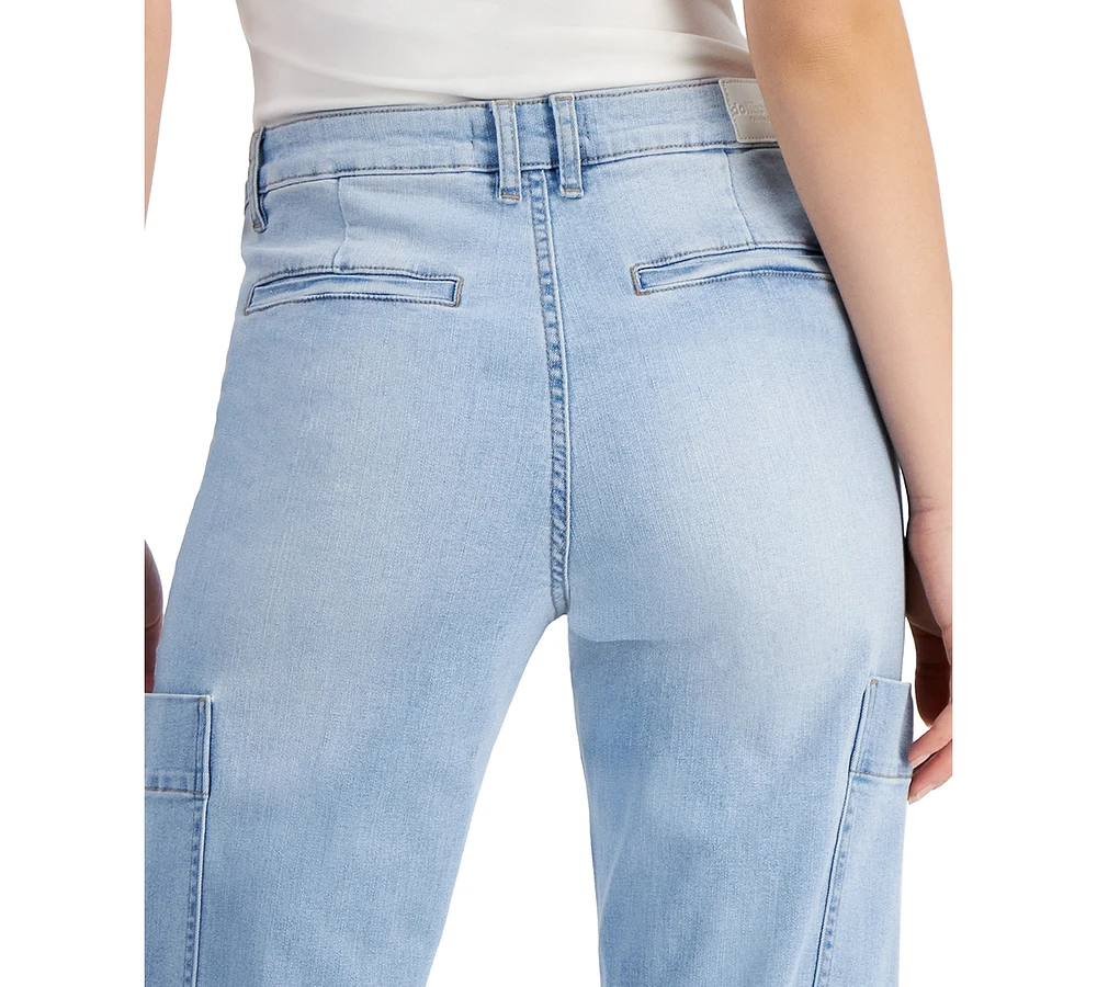 Dollhouse Juniors' Mid-Rise Wide-Leg Pocket Jeans