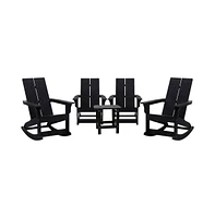 Wellington 3 Piece Patio Furniture Set Includes All-Weather Uv Treated Adirondack Rocking Chairs And Side Table