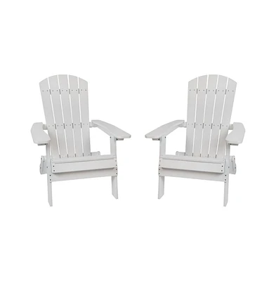 Set Of Riviera Poly Resin Folding Adirondack Lounge Chair