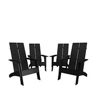 Set Of 4 Piedmont Modern All-Weather Poly Resin Wood Adirondack Chairs