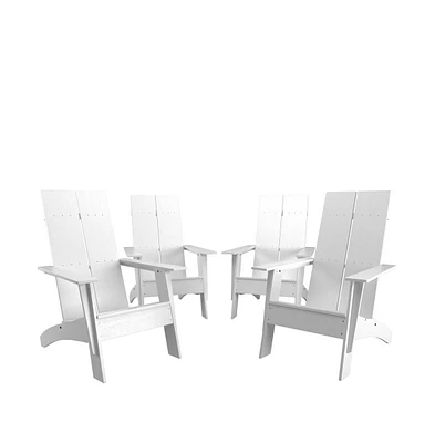 Set Of 4 Piedmont Modern All-Weather Poly Resin Wood Adirondack Chairs