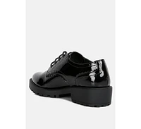 whittle patent lace up derby shoes