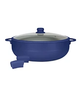 Sedona Kitchen Aluminum Qt Caldero with Silicone Rim Glass Lid and Silicone Handle Holder
