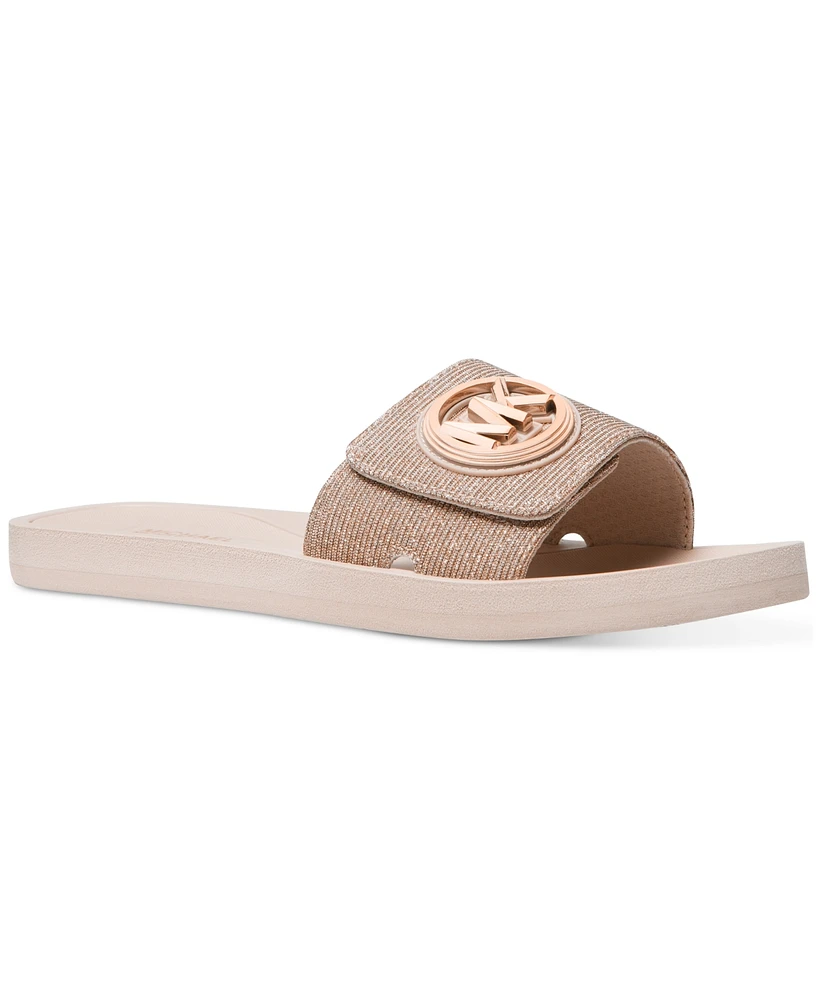 Michael Kors Women's Mk Charm Pool Slide Slip-On Flat Sandals