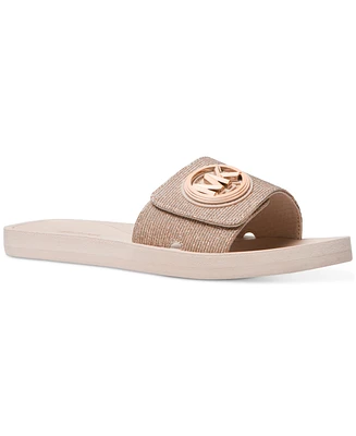 Michael Kors Women's Mk Charm Pool Slide Slip-On Flat Sandals