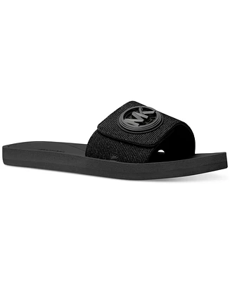 Michael Kors Women's Mk Charm Pool Slide Slip-On Flat Sandals