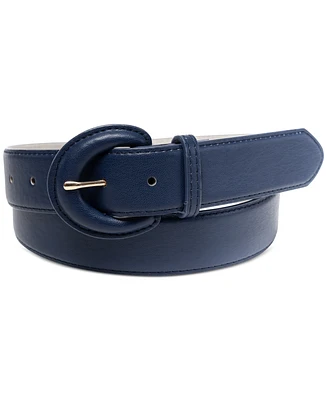 On 34th Women's Covered-Buckle Faux-Leather Belt, Created for Macy's