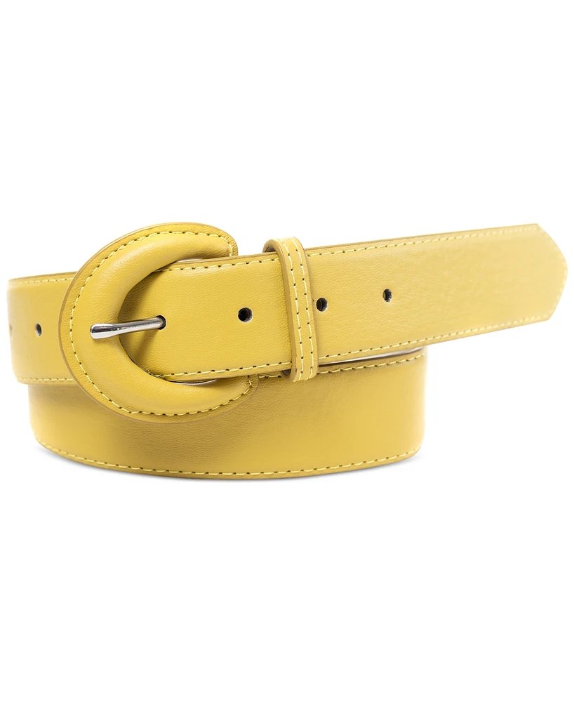 On 34th Women's Covered-Buckle Faux-Leather Belt