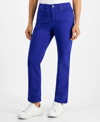 Style & Co Petite Colored High Rise Natural Straight-Leg Jeans, Created for Macy's