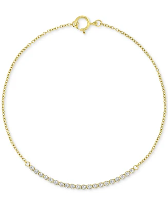 Cubic Zirconia Horizontal Link Chain Bracelet in 10k Gold
