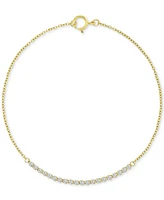 Cubic Zirconia Horizontal Link Chain Bracelet in 10k Gold