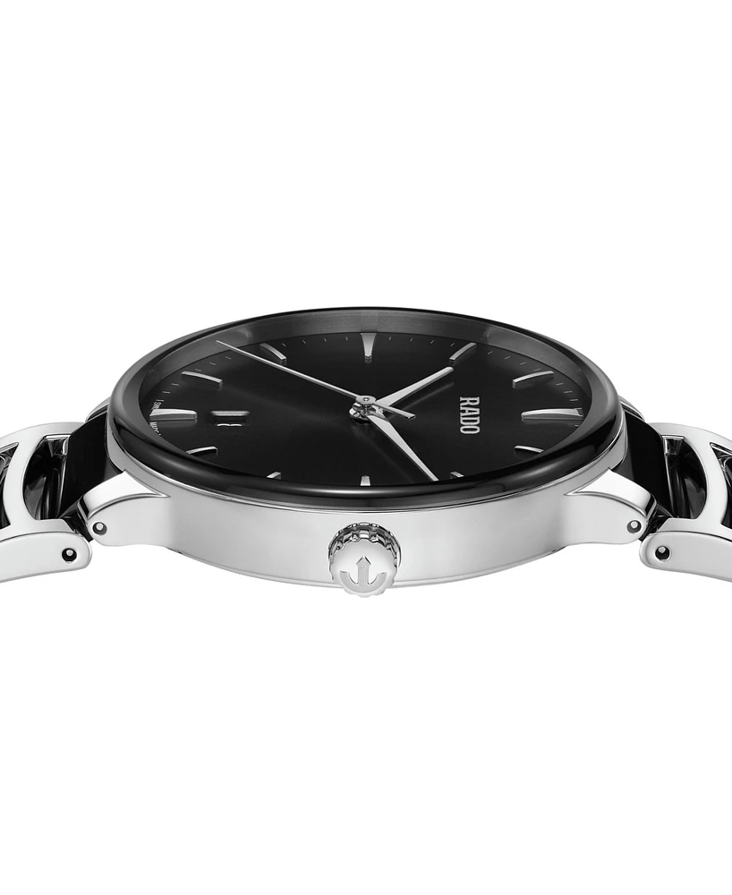 Rado Unisex Swiss Centrix Black Ceramic & Stainless Steel Bracelet Watch 40mm