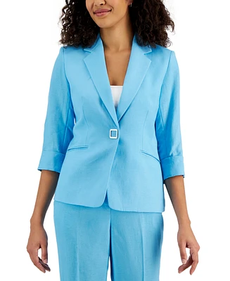 Kasper Women's Linen-Blend Notched-Collar 3/4-Sleeve Jacket
