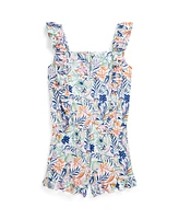 Polo Ralph Lauren Big Girls Tropical-Print Ruffled Cotton Romper