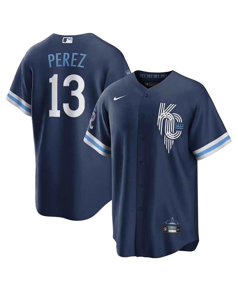 Men's Nike Salvador Perez Navy Kansas City Royals Connect Replica Player Jersey