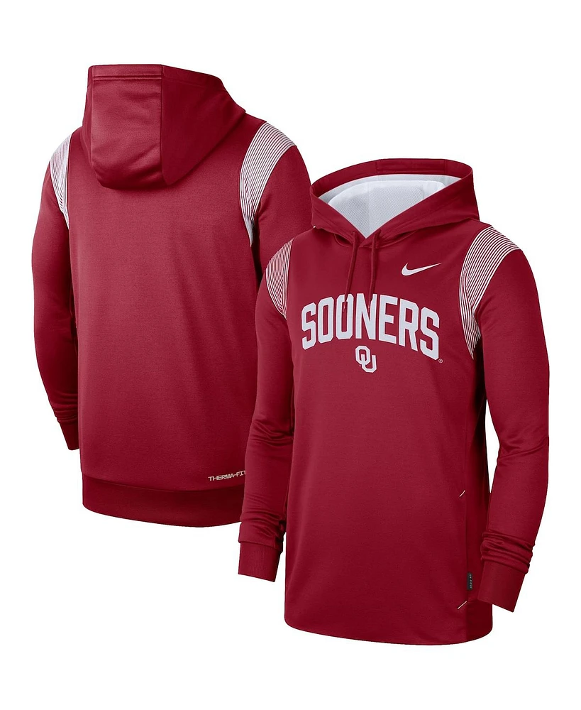 Men's Nike Crimson Oklahoma Sooners 2022 Game Day Sideline Performance Pullover Hoodie