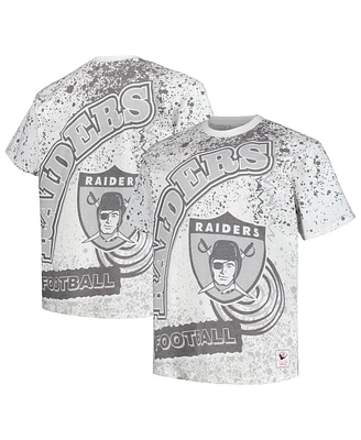 Men's Mitchell & Ness White Las Vegas Raiders Big and Tall Allover Print T-shirt