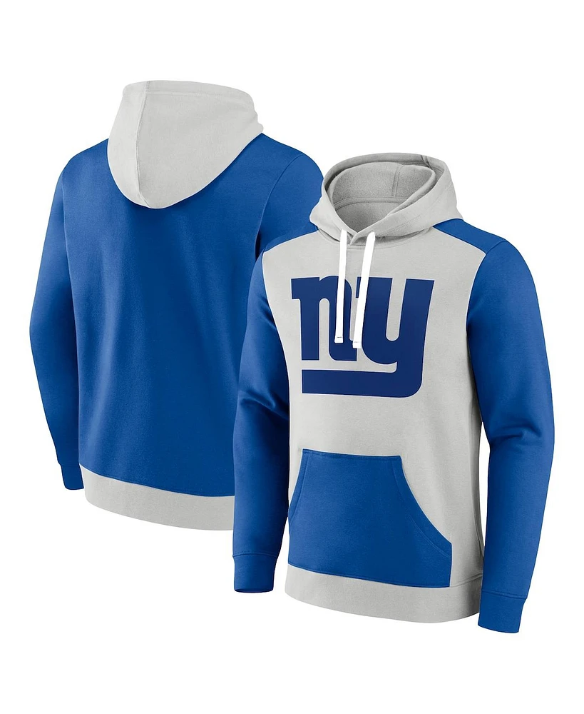 Men's Fanatics Silver, Royal New York Giants Big and Tall Team Fleece Pullover Hoodie