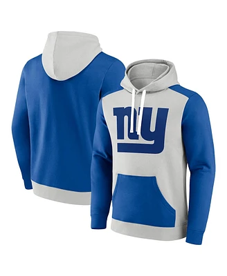 Men's Fanatics Silver, Royal New York Giants Big and Tall Team Fleece Pullover Hoodie