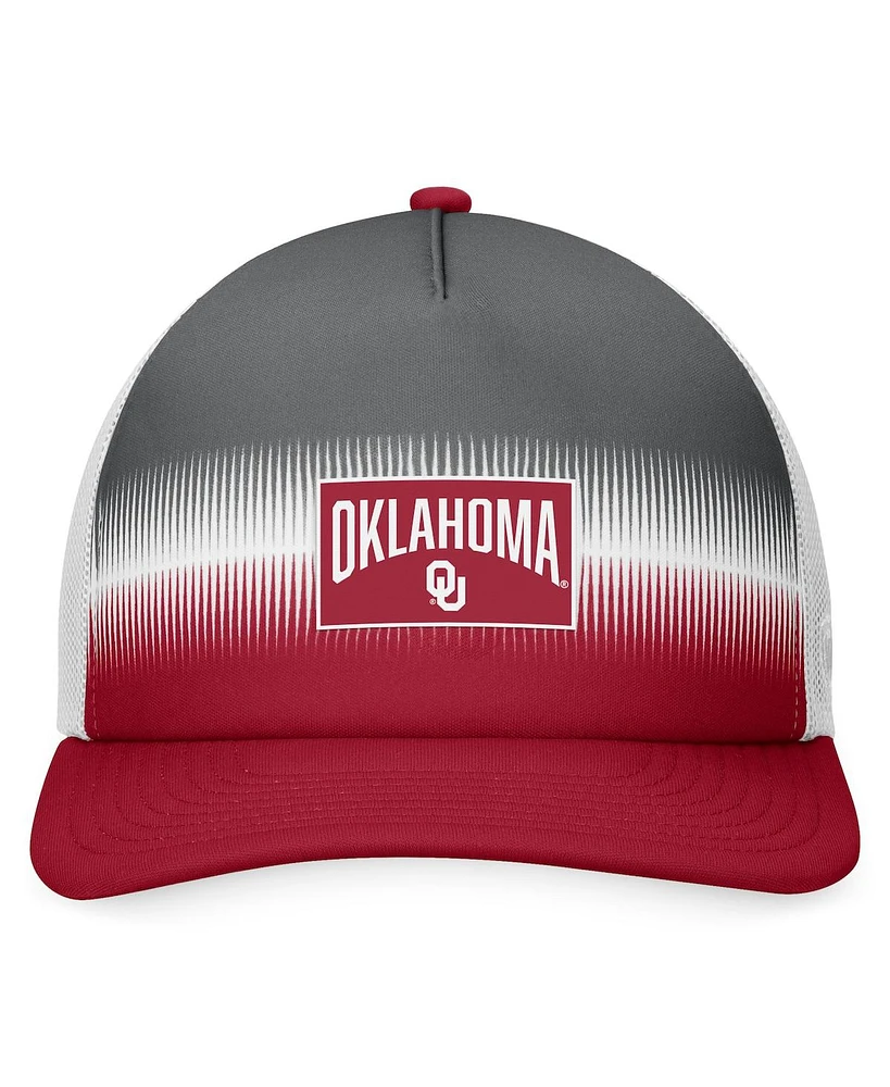 Men's Top of the World Crimson, Gray Oklahoma Sooners Daybreak Foam Trucker Adjustable Hat