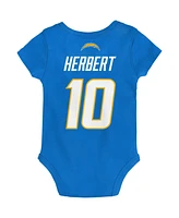 Baby Boys and Girls Justin Herbert Powder Blue Los Angeles Chargers Mainliner Player Name Number Bodysuit