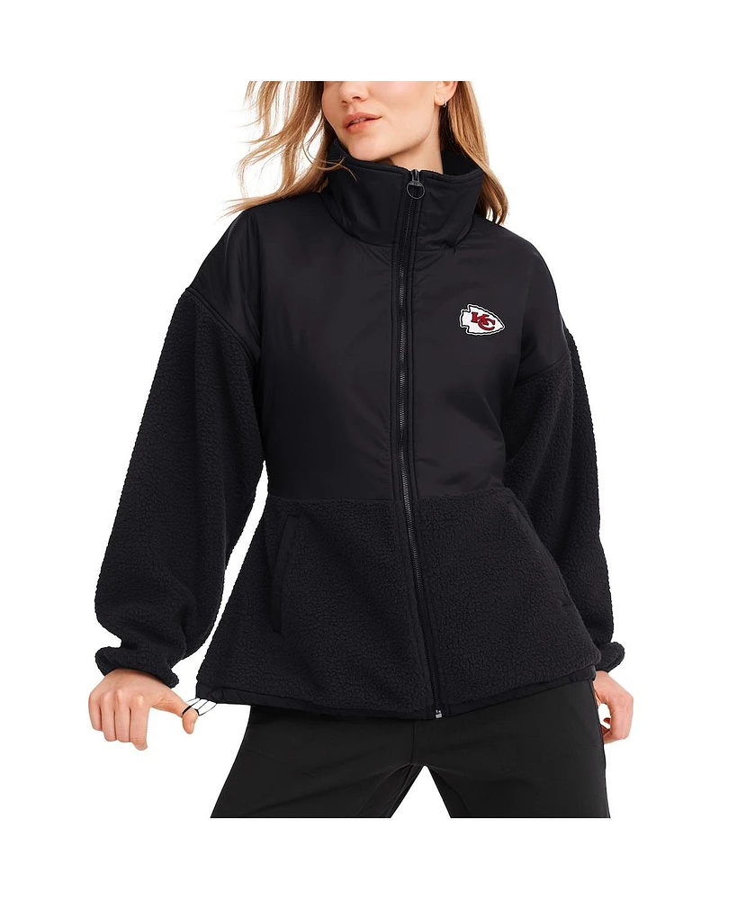 Women's Dkny Sport Black Kansas City Chiefs Drew Mixed Media Full-Zip Jacket