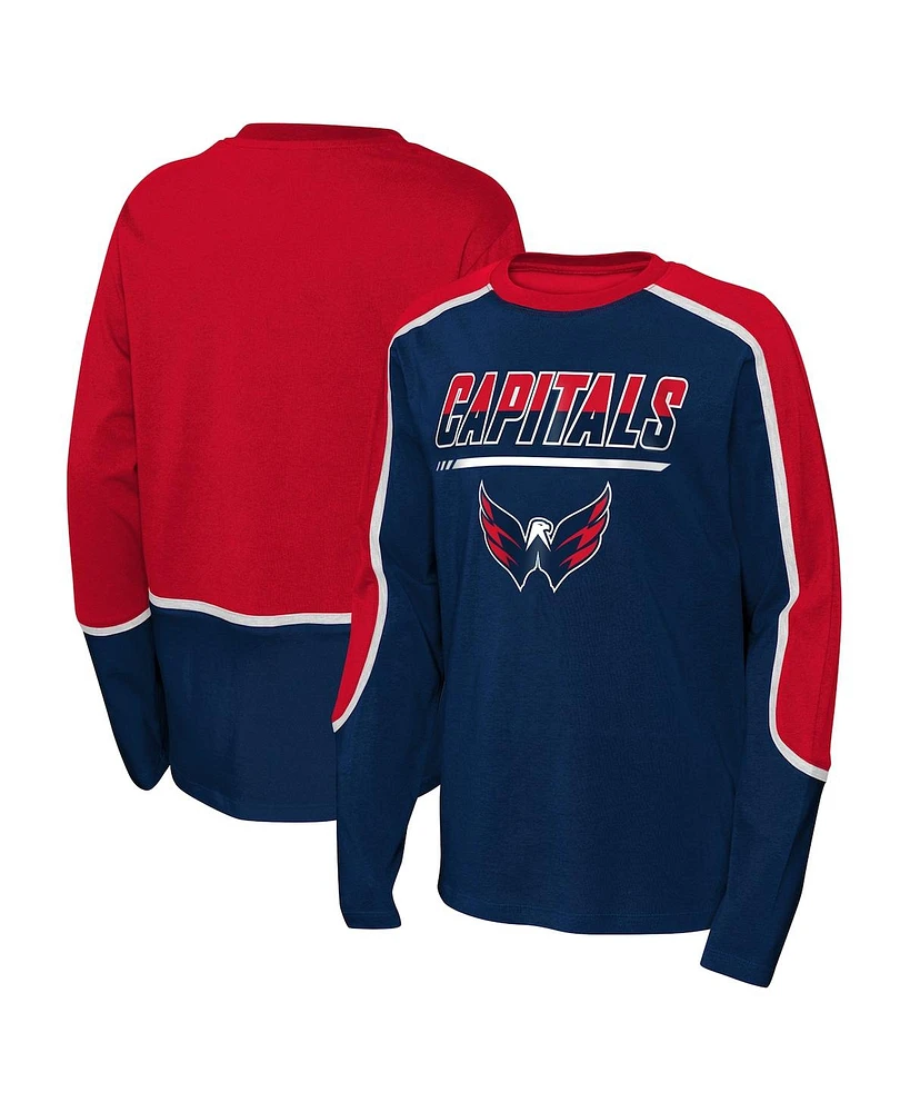 Big Boys Navy, Red Washington Capitals Pro Assist Long Sleeve T-shirt