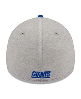 Men's New Era Heather Gray, Royal York Giants Striped 39THIRTY Flex Hat