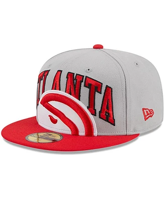 Men's New Era Gray, Red Atlanta Hawks Tip-Off Two-Tone 59FIFTY Fitted Hat